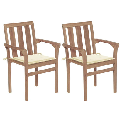Stapelbare Gartenstühle Mit Kissen 8 Stk. Massivholz Teak