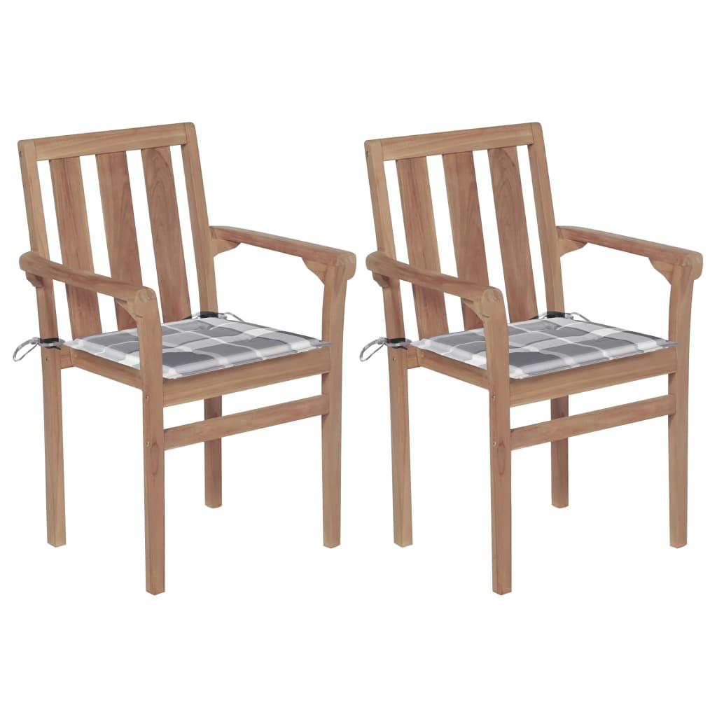 Stapelbare Gartenstühle Mit Kissen 8 Stk. Massivholz Teak