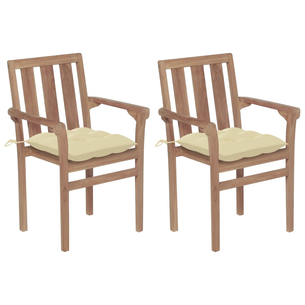 Stapelbare Gartenstühle Mit Kissen 8 Stk. Massivholz Teak