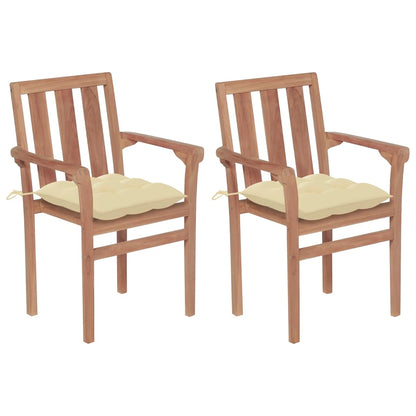 Stapelbare Gartenstühle Mit Kissen 8 Stk. Massivholz Teak