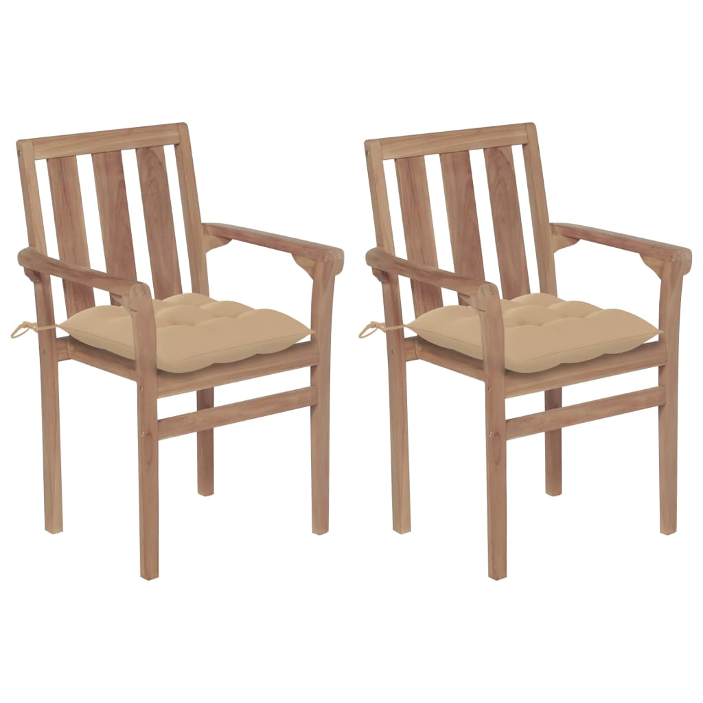 Stapelbare Gartenstühle Mit Kissen 8 Stk. Massivholz Teak