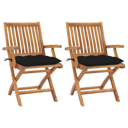 Klappbare Gartenstühle Mit Kissen 8 Stk. Massivholz Teak Schwarz