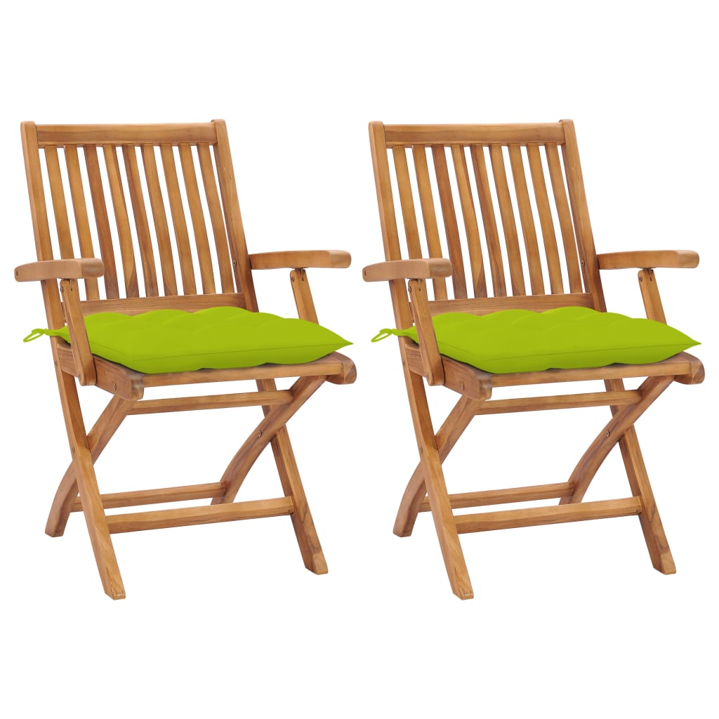 Klappbare Gartenstühle Mit Kissen 8 Stk. Massivholz Teak Knallgrün