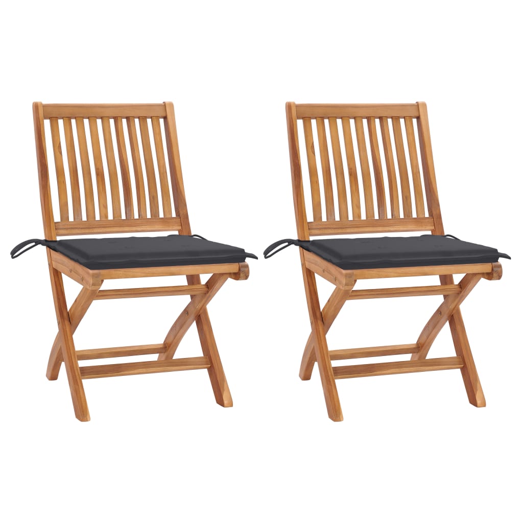 Klappbare Gartenstühle Mit Kissen 6 Stk. Massivholz Teak Anthrazit