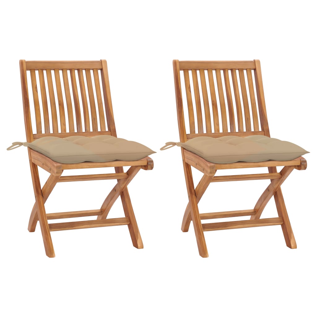 Klappbare Gartenstühle Mit Kissen 8 Stk. Massivholz Teak Beige