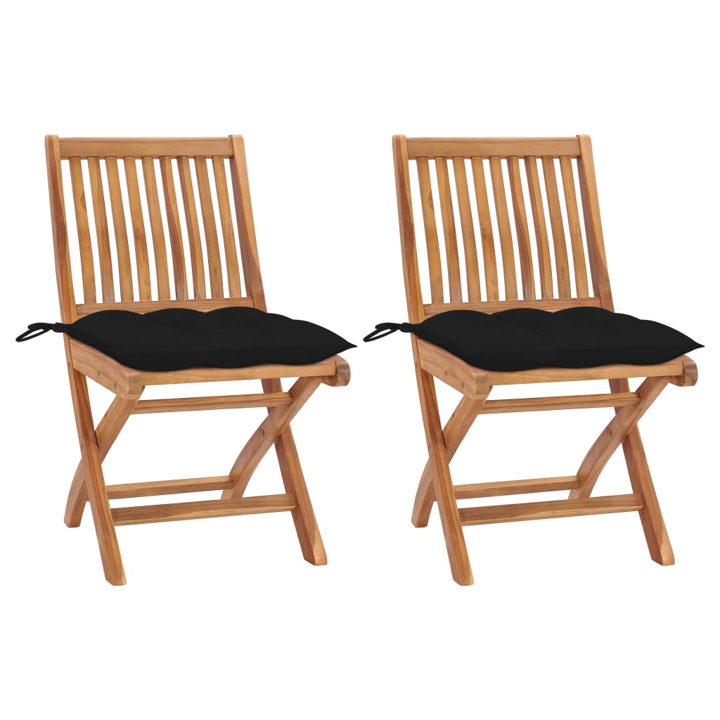 Klappbare Gartenstühle Mit Kissen 8 Stk. Massivholz Teak Schwarz