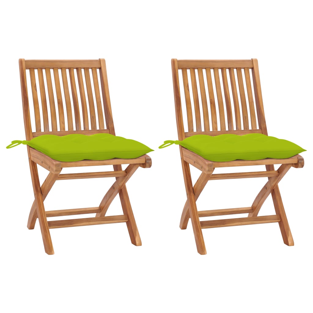 Klappbare Gartenstühle Mit Kissen 8 Stk. Massivholz Teak Knallgrün