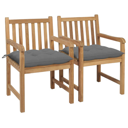 Gartenstühle 8 Stk. Mit Weißen Kissen Massivholz Teak