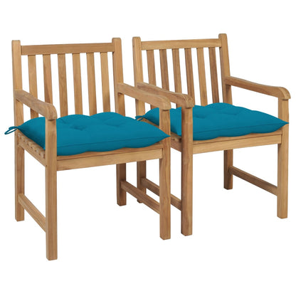 Gartenstühle 8 Stk. Mit Weißen Kissen Massivholz Teak