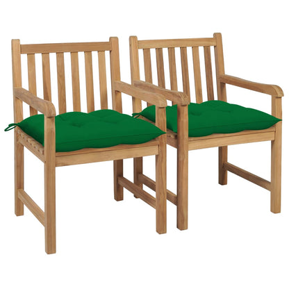 Gartenstühle 8 Stk. Mit Weißen Kissen Massivholz Teak