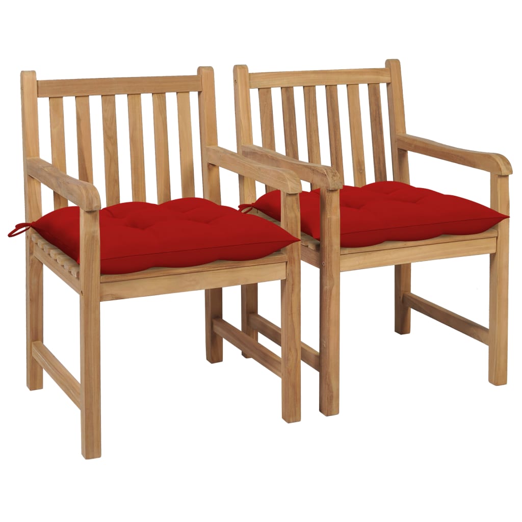 Gartenstühle 8 Stk. Mit Weißen Kissen Massivholz Teak