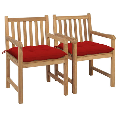 Gartenstühle 8 Stk. Mit Weißen Kissen Massivholz Teak