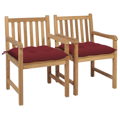 Gartenstühle 8 Stk. Mit Weißen Kissen Massivholz Teak