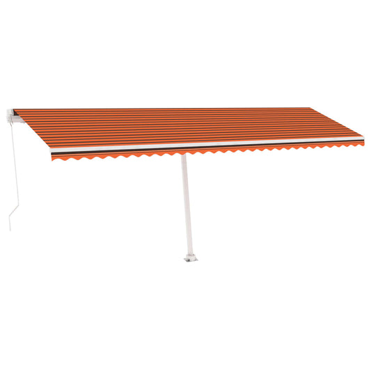 Markise Manuell Einziehbar Mit Led Orange Und Braun
