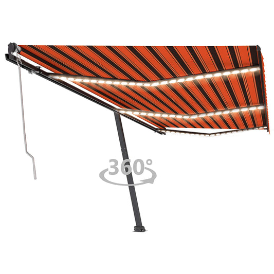 Automatische Markise Mit Led Windsensor Orange/Braun