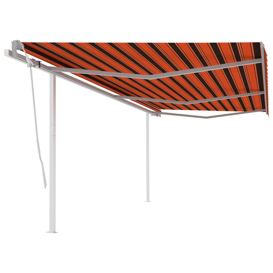 Markise Manuell Einziehbar Mit Pfosten 6X3,5 M Orange & Braun