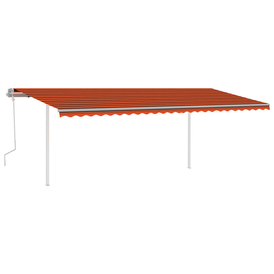 Markise Manuell Einziehbar Mit Pfosten 6X3,5 M Orange & Braun