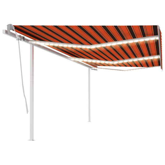 Markise Manuell Einziehbar Mit Led 6X3,5 M Orange Und Braun