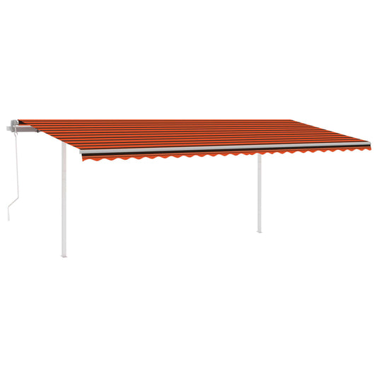 Markise Automatisch Einziehbar Mit Pfosten 6X3,5 M Orange Braun