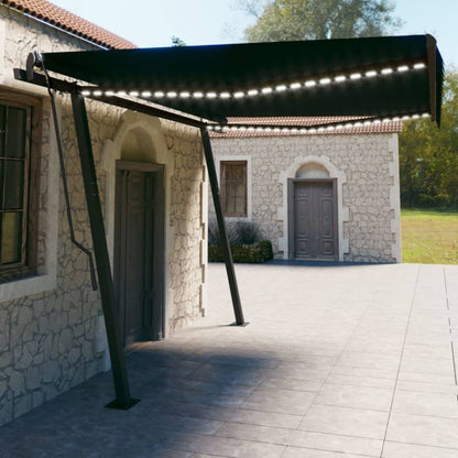 Markise Manuell Einziehbar Mit Led 6X3,5 M Orange Und Braun