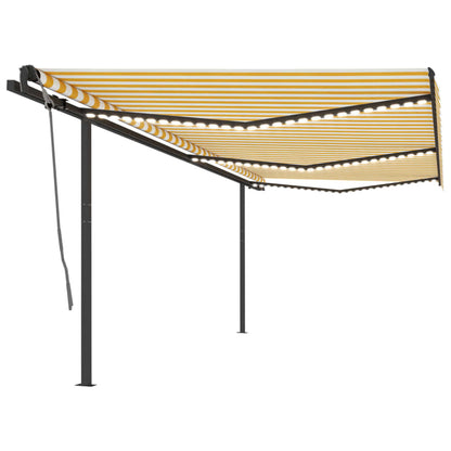 Markise Manuell Einziehbar Mit Led 6X3,5 M Orange Und Braun