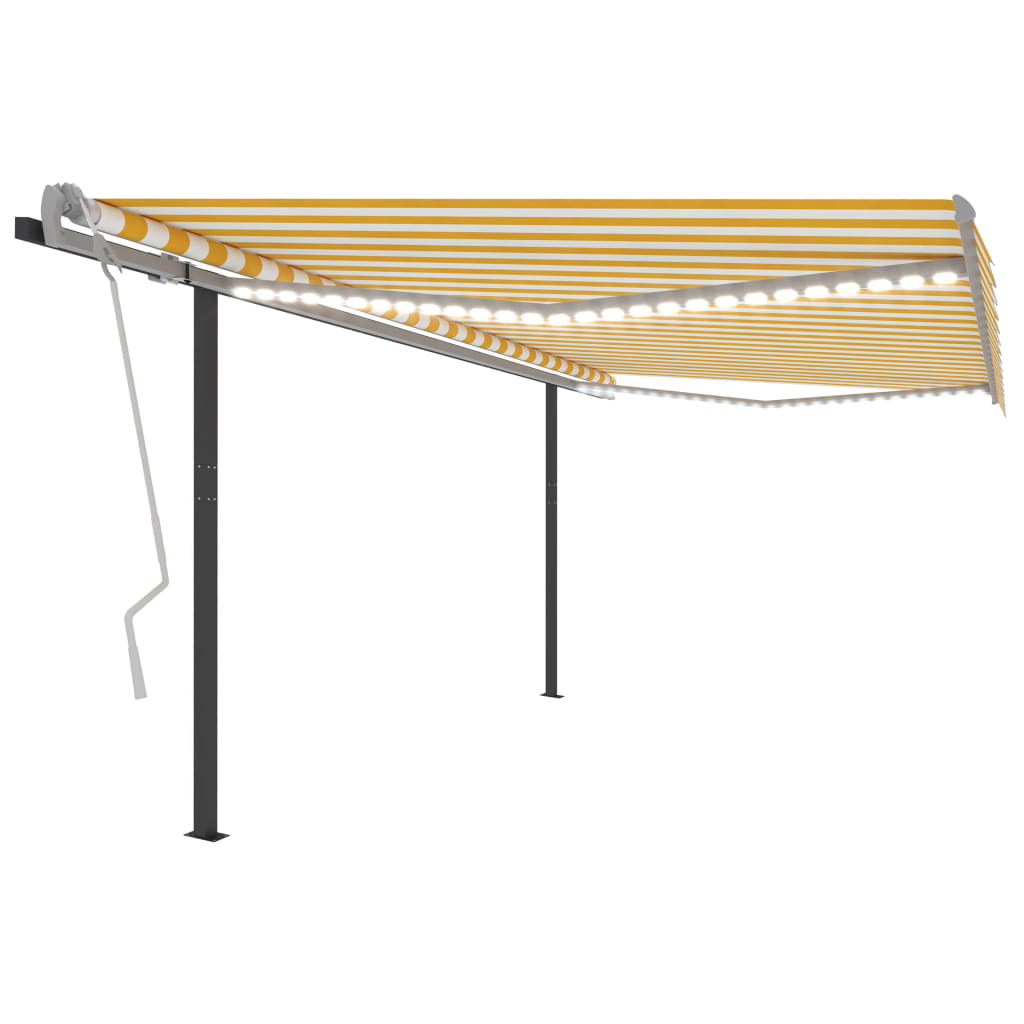 Markise Manuell Einziehbar Mit Led 6X3,5 M Orange Und Braun