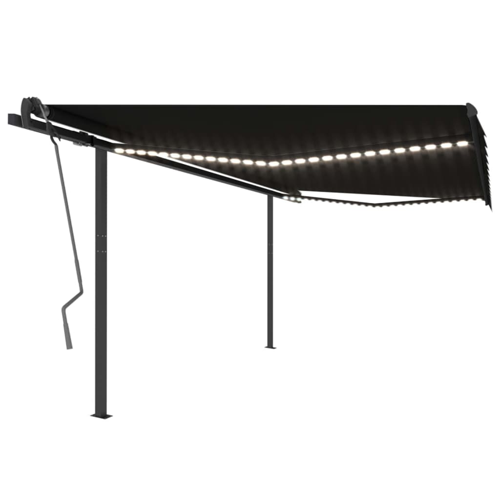 Markise Manuell Einziehbar Mit Led 6X3,5 M Orange Und Braun