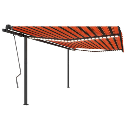 Markise Manuell Einziehbar Mit Led 6X3,5 M Orange Und Braun