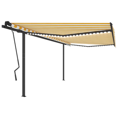 Markise Manuell Einziehbar Mit Led 6X3,5 M Orange Und Braun