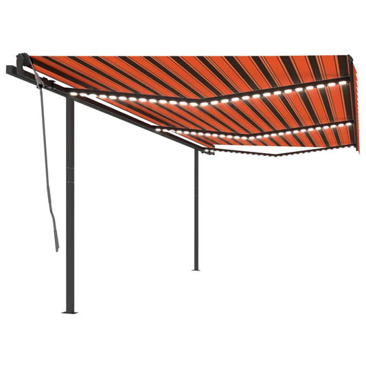 Markise Manuell Einziehbar Mit Led 6X3,5 M Orange Und Braun