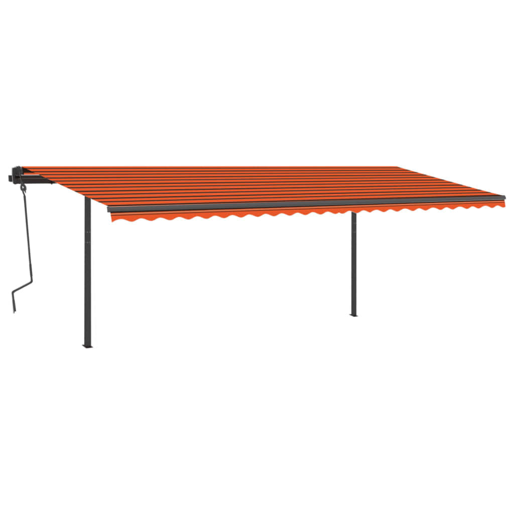 Markise Manuell Einziehbar Mit Led 6X3,5 M Orange Und Braun