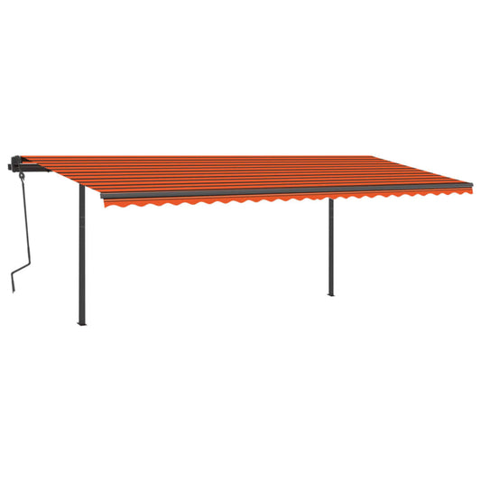 Markise Manuell Einziehbar Mit Led 6X3,5 M Orange Und Braun