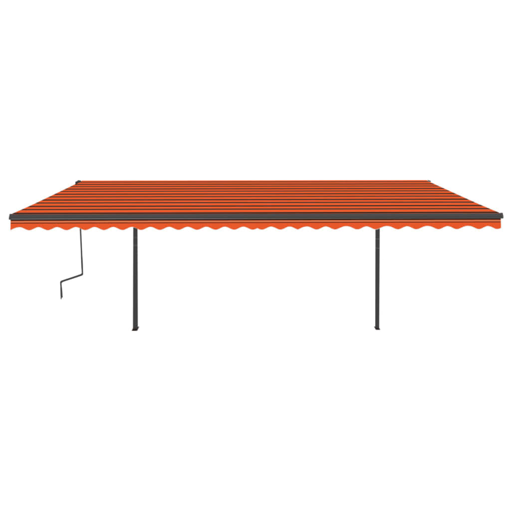 Markise Manuell Einziehbar Mit Led 6X3,5 M Orange Und Braun