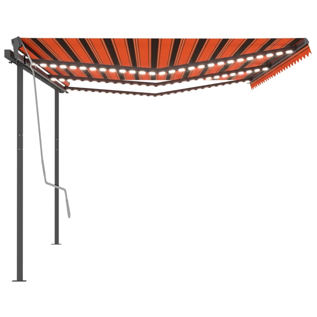 Markise Manuell Einziehbar Mit Led 6X3,5 M Orange Und Braun