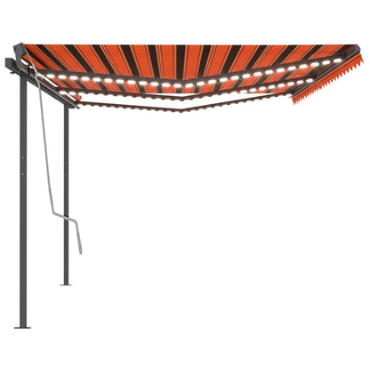 Markise Manuell Einziehbar Mit Led 6X3,5 M Orange Und Braun