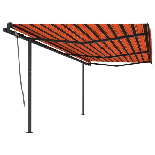 Markise Automatisch Einziehbar Mit Pfosten 6X3,5 M Orange Braun