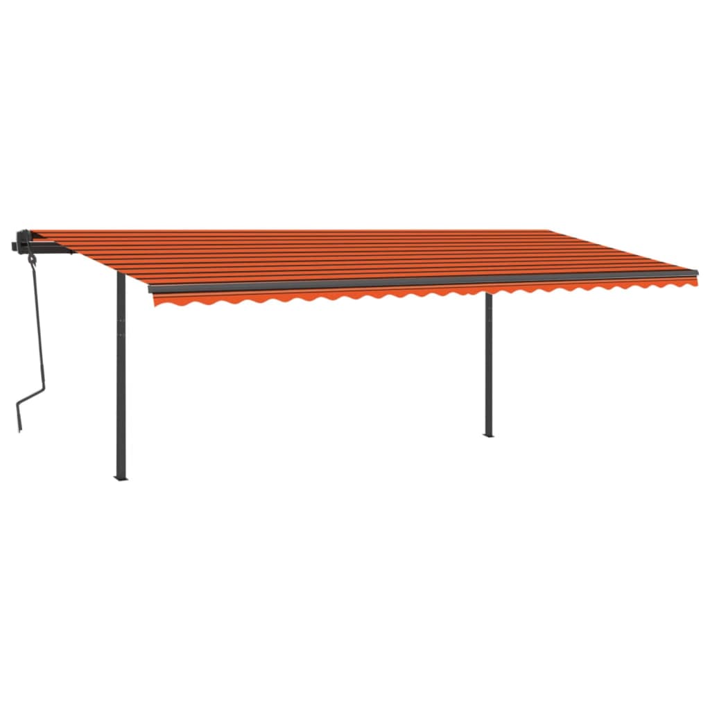 Markise Automatisch Einziehbar Mit Pfosten 6X3,5 M Orange Braun