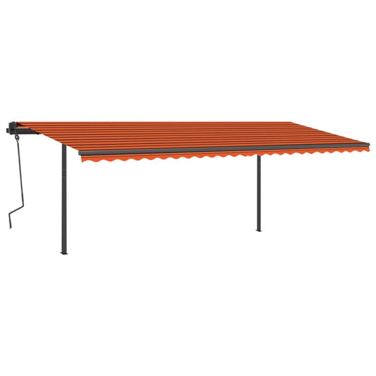 Markise Automatisch Einziehbar Mit Pfosten 6X3,5 M Orange Braun