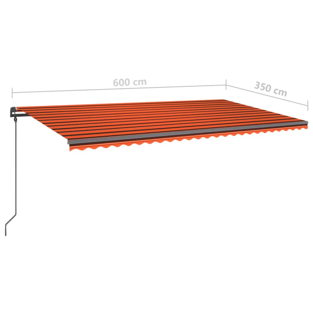 Markise Automatisch Einziehbar Mit Pfosten 6X3,5 M Orange Braun