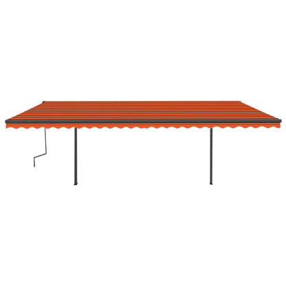 Markise Automatisch Einziehbar Mit Pfosten 6X3,5 M Orange Braun