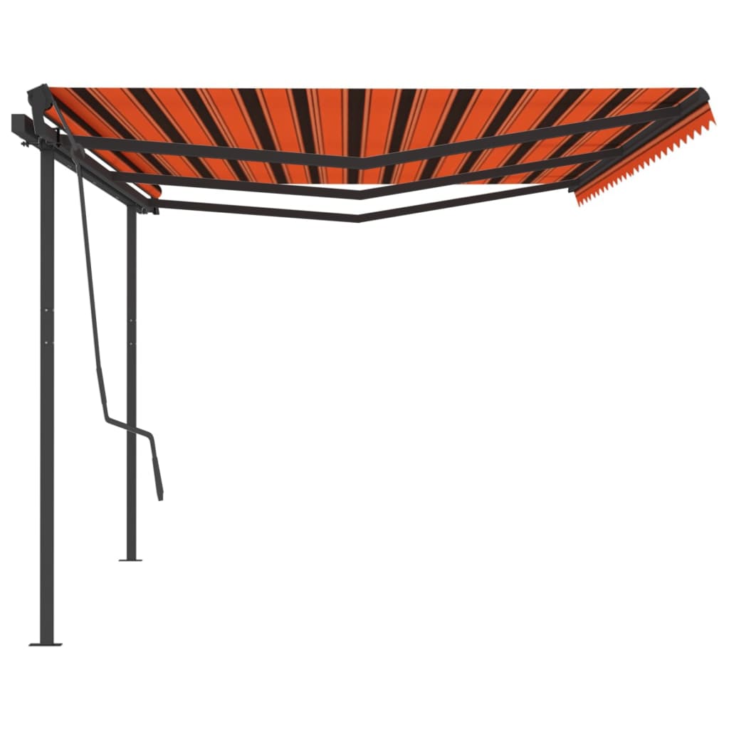 Markise Automatisch Einziehbar Mit Pfosten 6X3,5 M Orange Braun