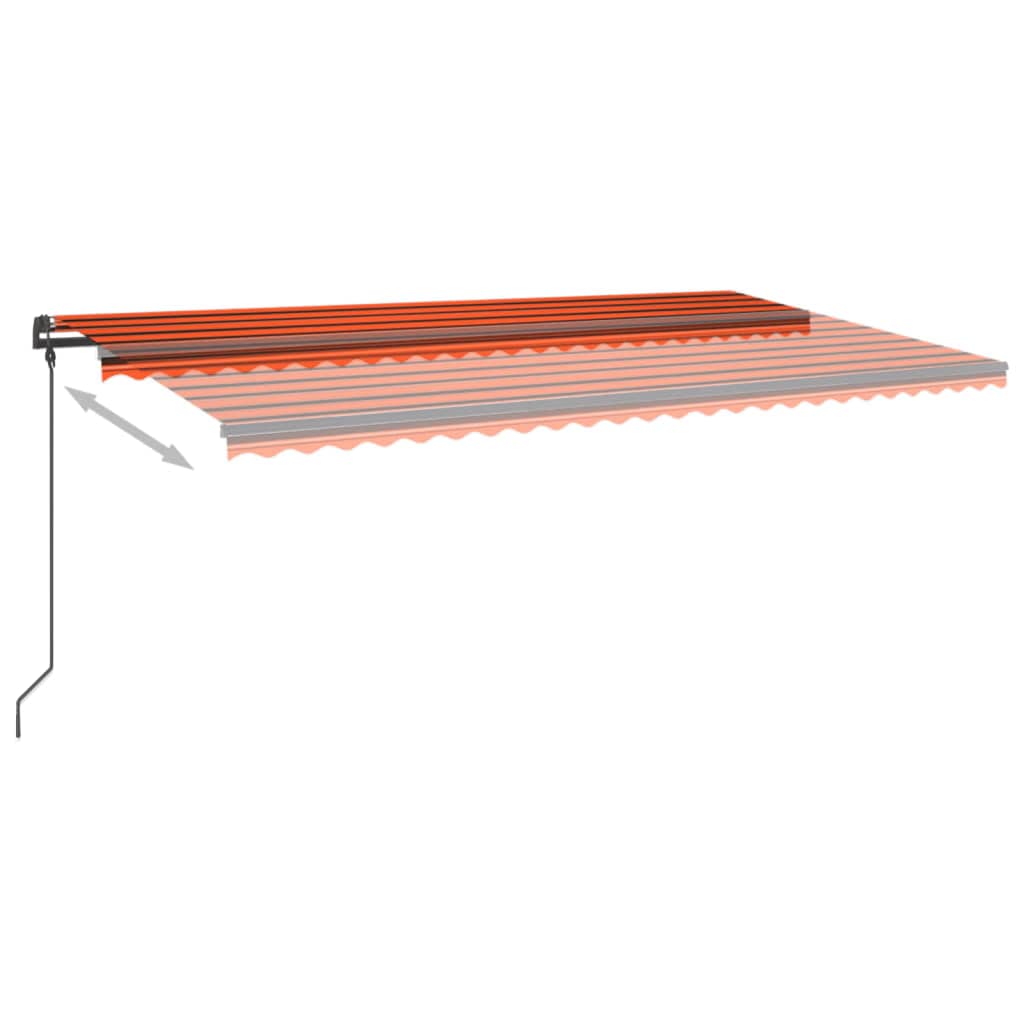 Markise Automatisch Einziehbar Mit Pfosten 6X3,5 M Orange Braun