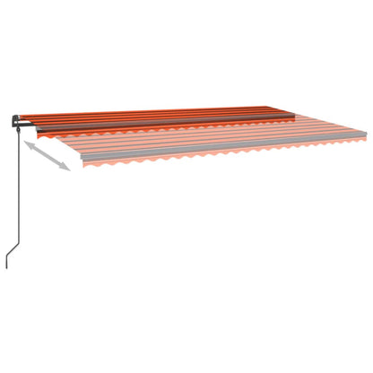 Markise Automatisch Einziehbar Mit Pfosten 6X3,5 M Orange Braun
