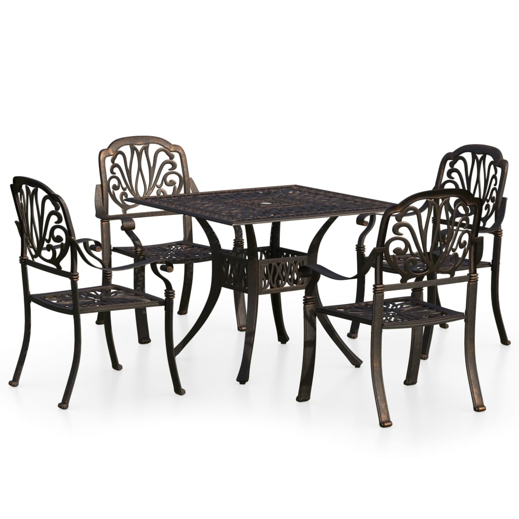 5-Tlg. Bistro-Set Aluminiumguss Bronzen
