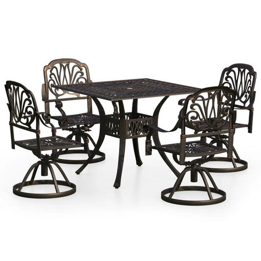 5-Tlg. Bistro-Set Aluminiumguss Bronzen