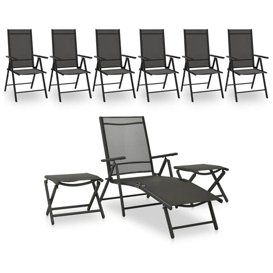 9-Tlg. Garten-Lounge-Set Schwarz Und