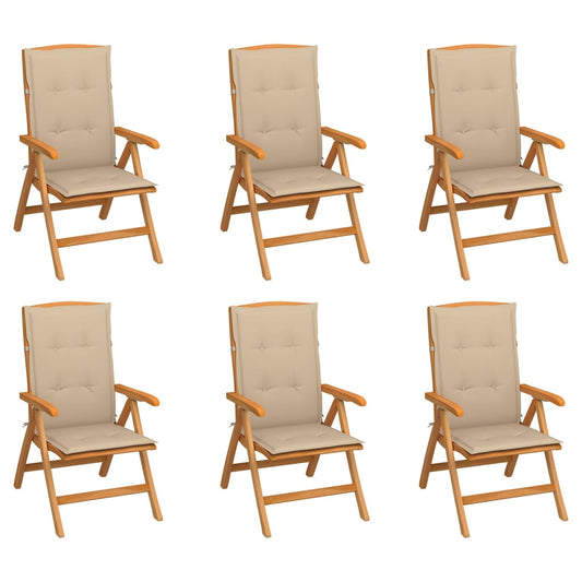 Verstellbare Gartenstühle Mit Auflagen 6 Stk. Massivholz Teak