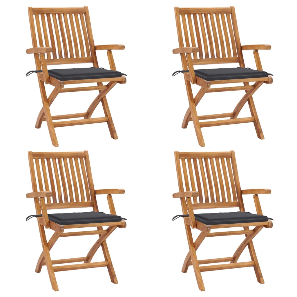 Klappbare Gartenstühle Mit Kissen 6 Stk. Massivholz Teak Anthrazit