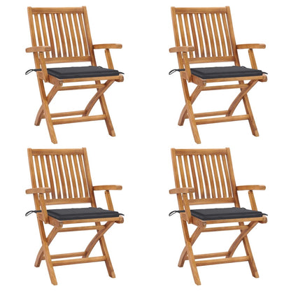Klappbare Gartenstühle Mit Kissen 6 Stk. Massivholz Teak Anthrazit