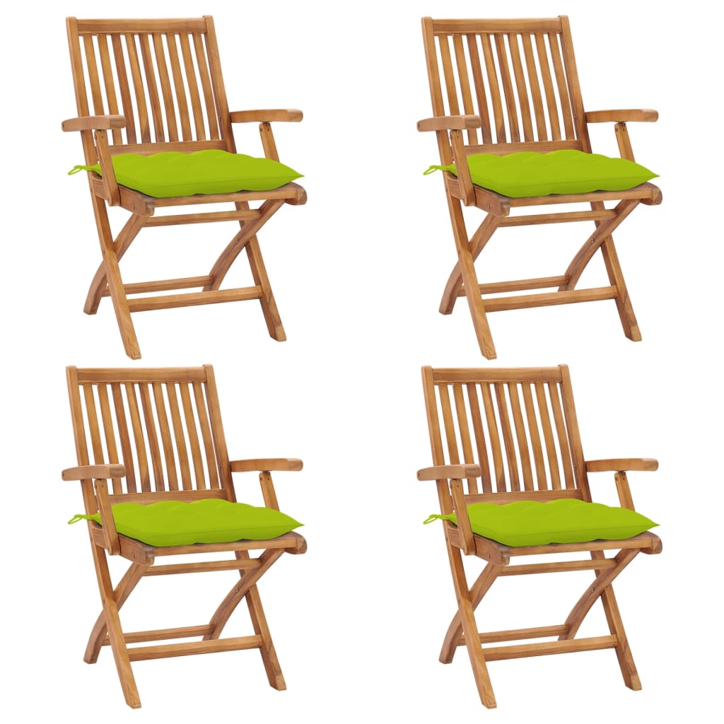 Klappbare Gartenstühle Mit Kissen 8 Stk. Massivholz Teak Knallgrün